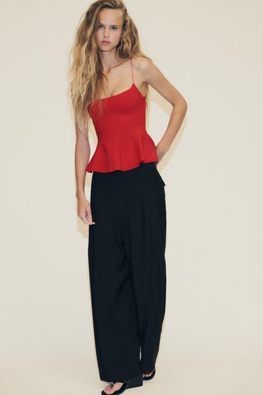 TOP ÉLASTIQUE PÉPLUM - Rouge soutenu de Zara