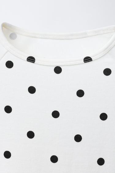T-SHIRT À POIS AVEC MODAL - Blanc de Zara - Image 2
