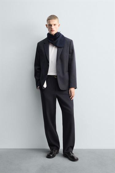 BLAZER مخطط رسمي 100% صوف إصدار محدود - بحري الخاص بـ Zara