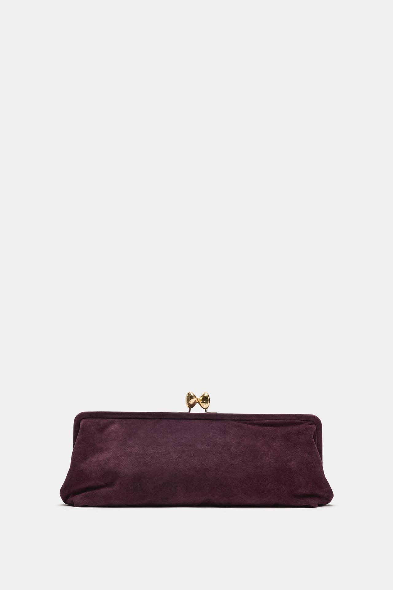 LEATHER CLUTCH — Burgundy Red