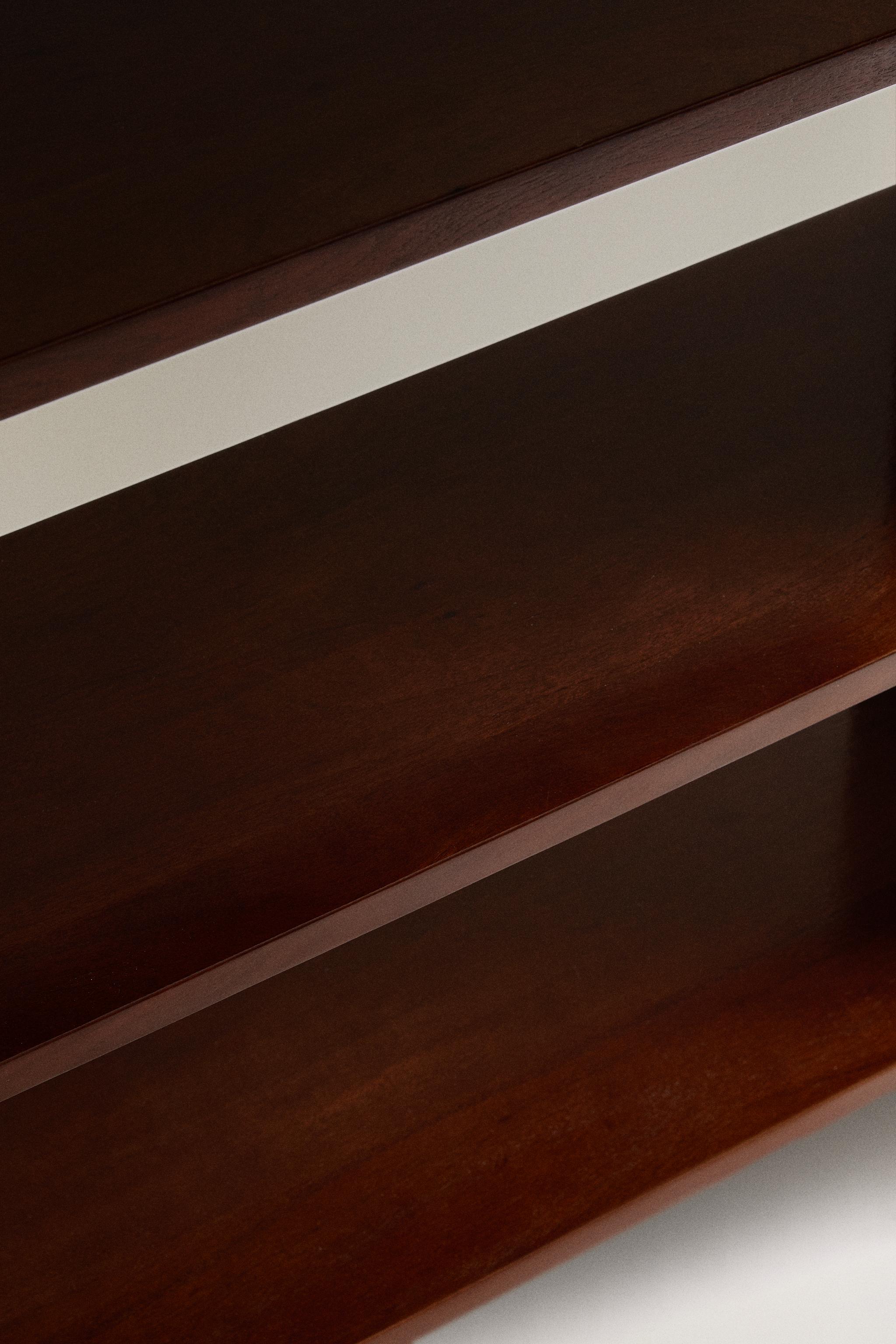 WOOD AND STEEL SHELVING UNIT