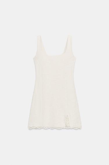 ROBE COURTE STRUCTURÉE - Écru de Zara - Image 5