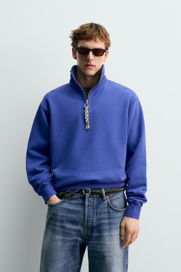 ZARA AARON LEVINE X ZARA QUARTER-ZIP SWEATSHIRT WITH TAPE DETAIL