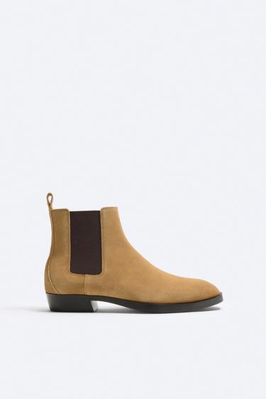 POINTED LEATHER CHELSEA BOOTS - Sand Brown by Zara