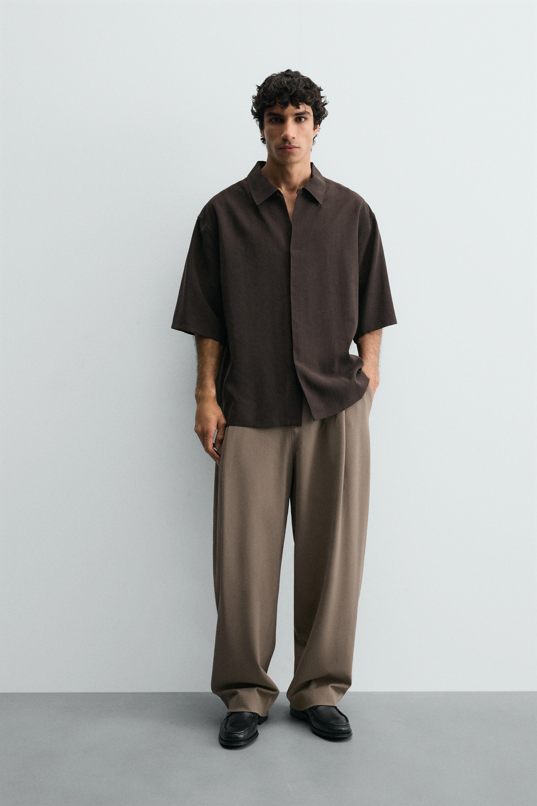 FLUID RELAXED FIT SHIRT - Brown | ZARA Singapore