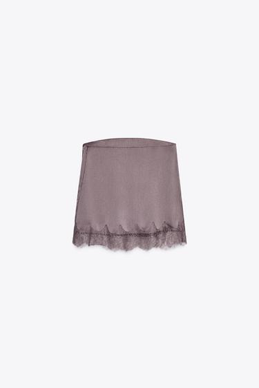 TOP SATINÉ EN DENTELLE - Marron / Taupe de Zara - Image 5