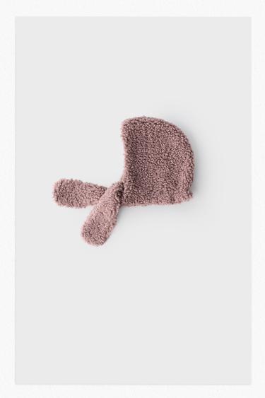 Zara FLEECE HAT WITH NECK DETAIL - Magenta
