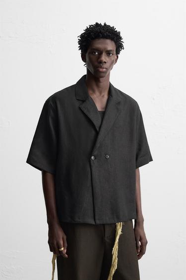 CHEMISE KIMONO 100 % LIN - Noir de Zara - Image 1