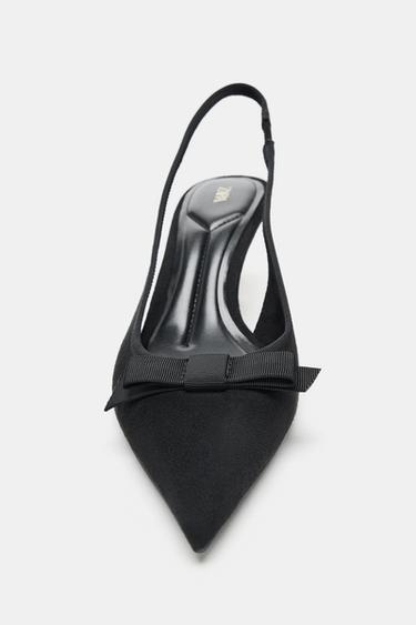 CHAUSSURES À TALONS EN TISSU AVEC NŒUD - Noir de Zara - Image 4