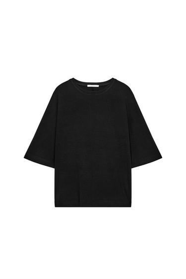 OVERSIZE FLOWING T-SHIRT - Black by Zara