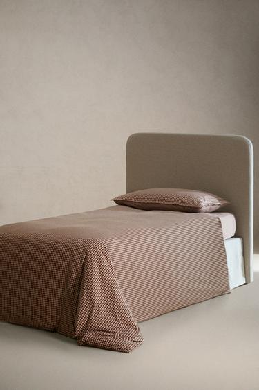 DRAP-HOUSSE ENFANT FLANELLE VICHY - Rose de Zara - Image 1