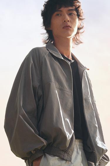 Zara 寬鬆版紋理外套 - 灰色