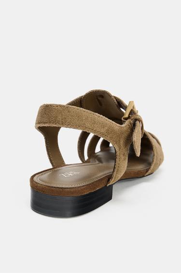 SPLIT SUEDE CAGE SANDALS - Dark tan by Zara - Image 5