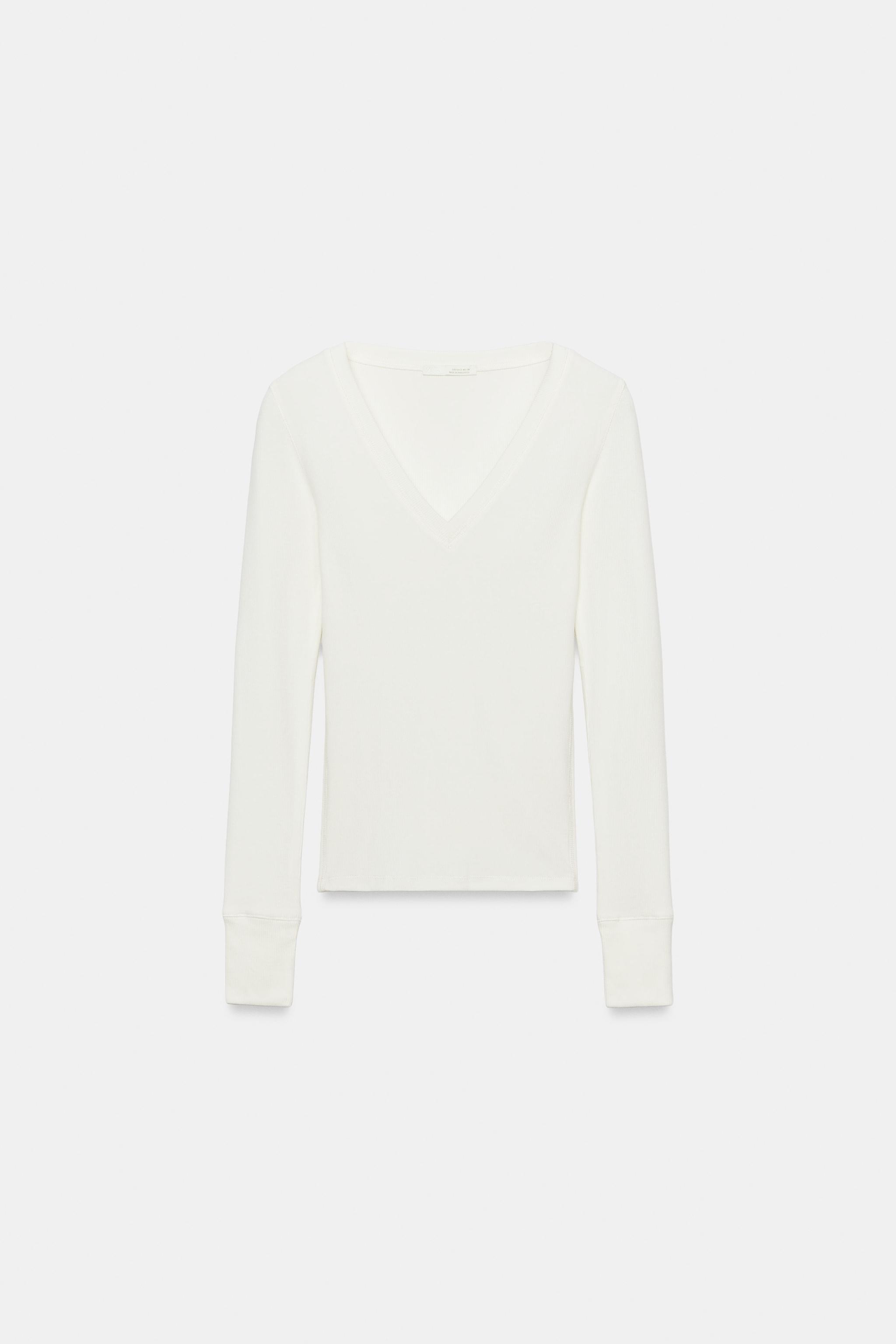 Zara UZUN KOLLU RİBANA T-SHIRT görsel 3