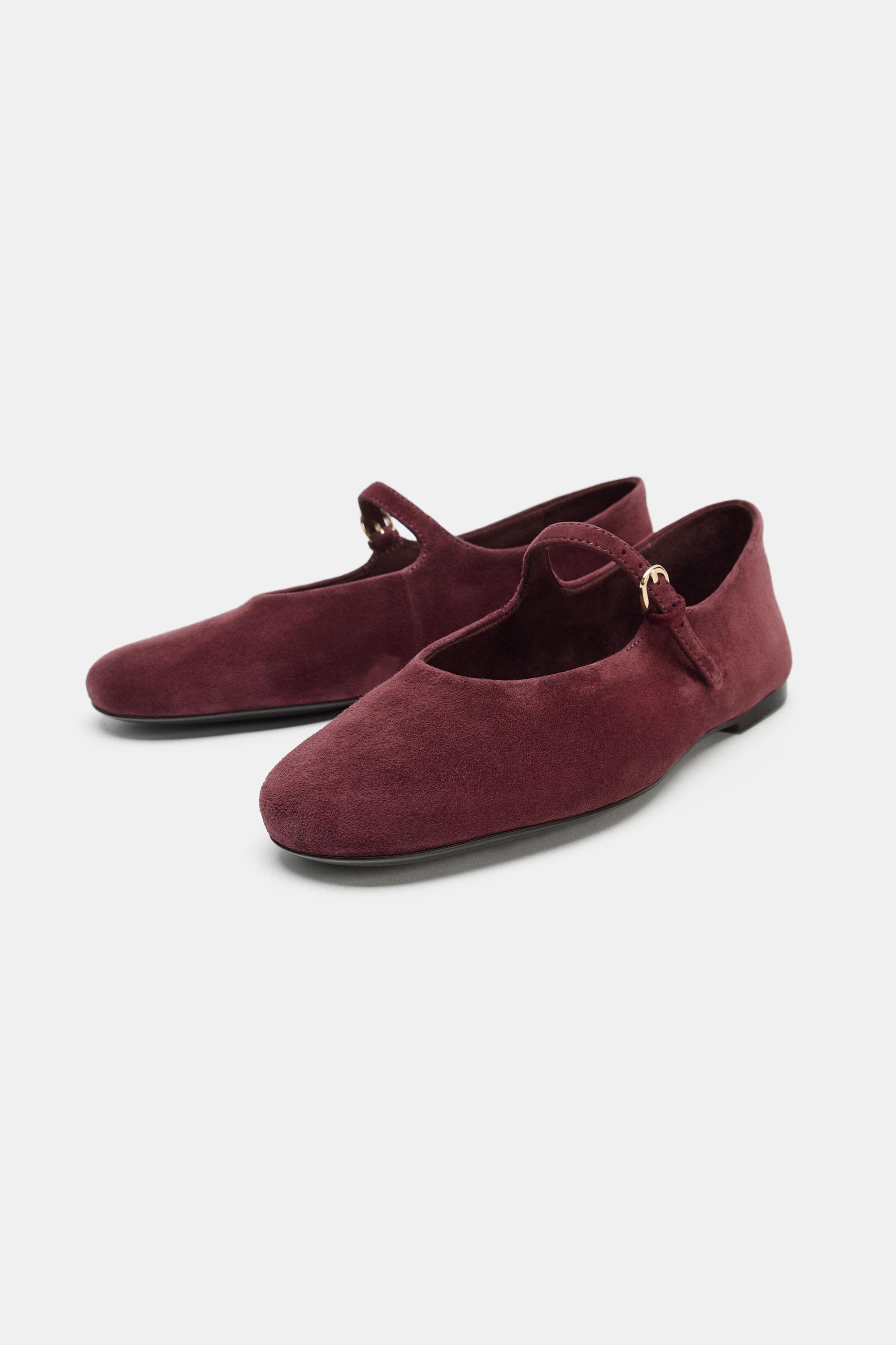 SUEDE BUCKLE BALLET FLATS