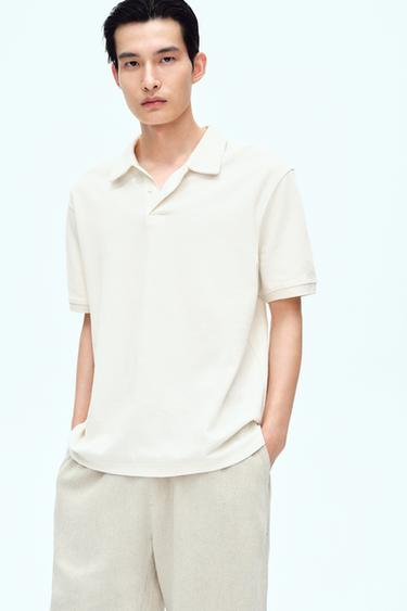 Zara 基本款紋理 POLO 衫 - 磨白色
