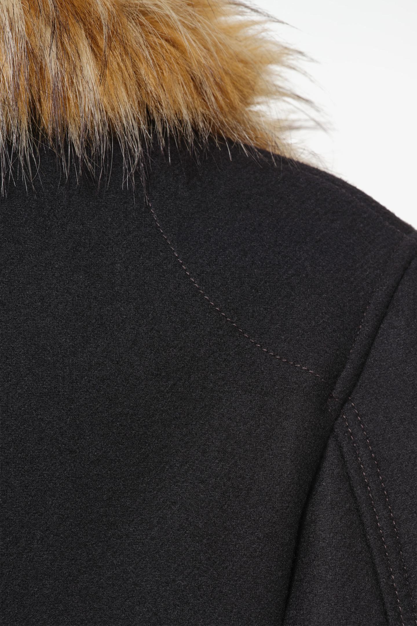 Мужское пальто Zara Limited Edition Cropped Coat with Faux Fur Collar, цвет: Чёрный — фото 6