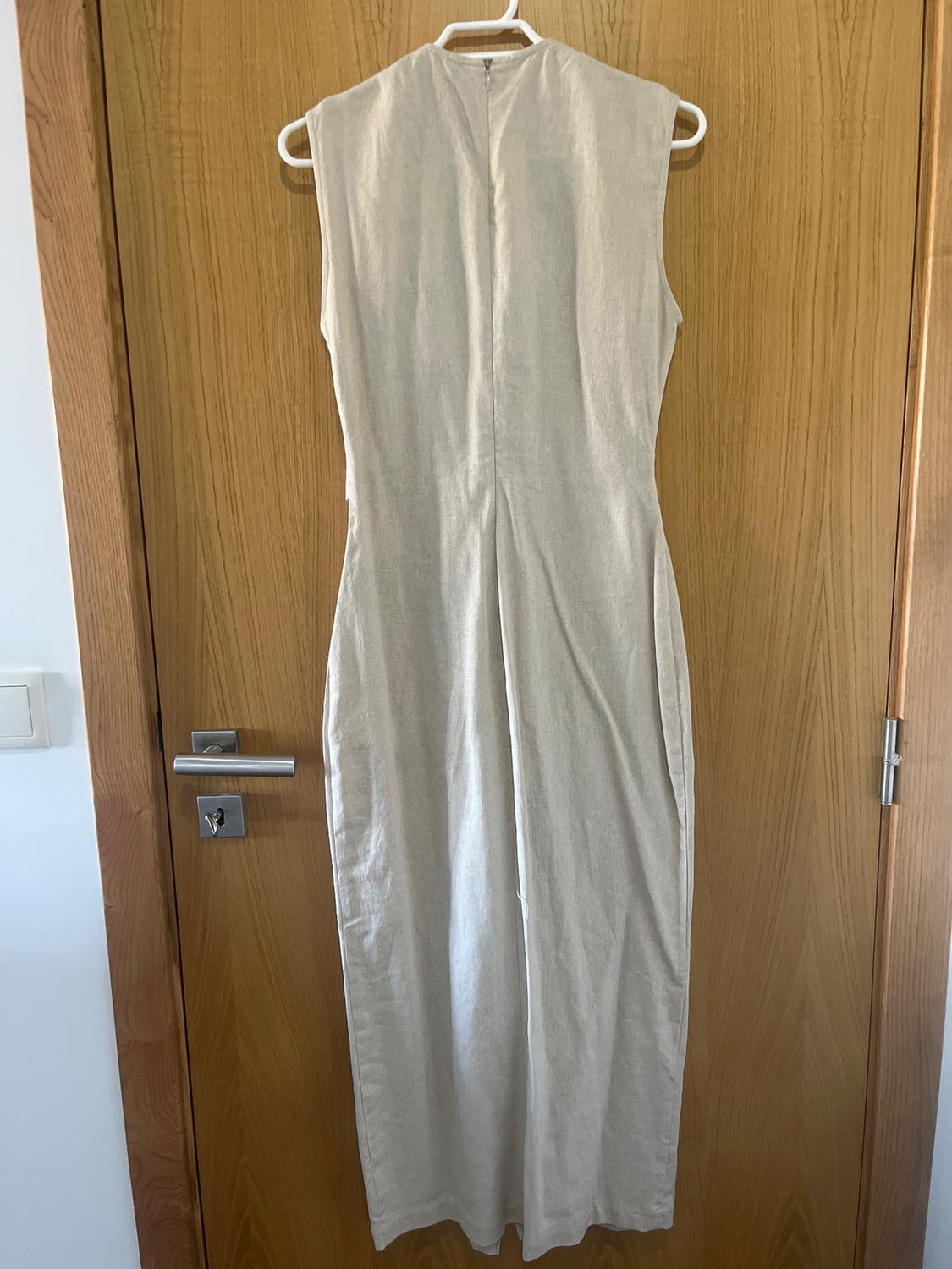 LINEN BLEND BUCKLE MIDI DRESS - Image 2