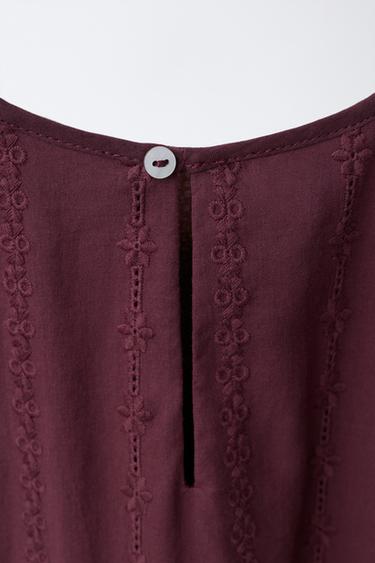 LACE TRIM DRESS - Burgundy by Zara - Image 3