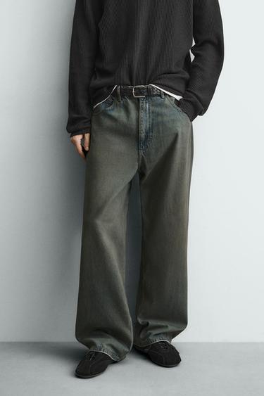 Zara 寬鬆版牛仔褲 - 藍色 / 綠色