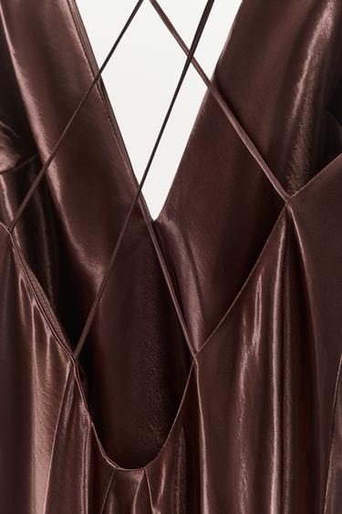 VOLUMINOUS LONG SATIN DRESS - GARNET by Zara - Image 10