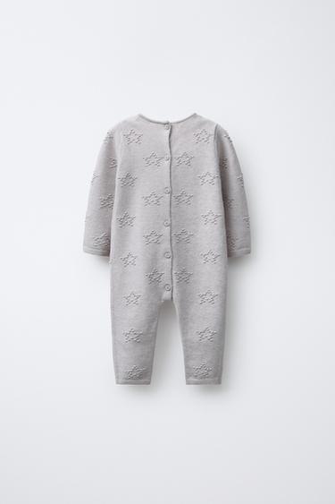 COMBINAISON LONGUE EN MAILLE AVEC ÉTOILES BRODÉES - Gris clair de Zara - Image 1