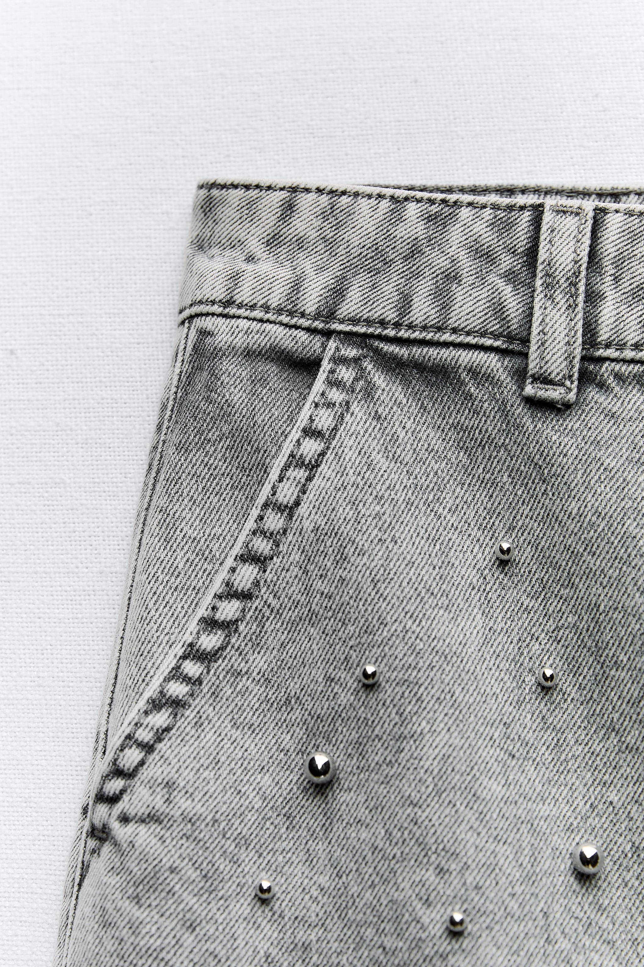 Z1975 PEARL DENIM MINI SKIRT - Gray | ZARA Canada