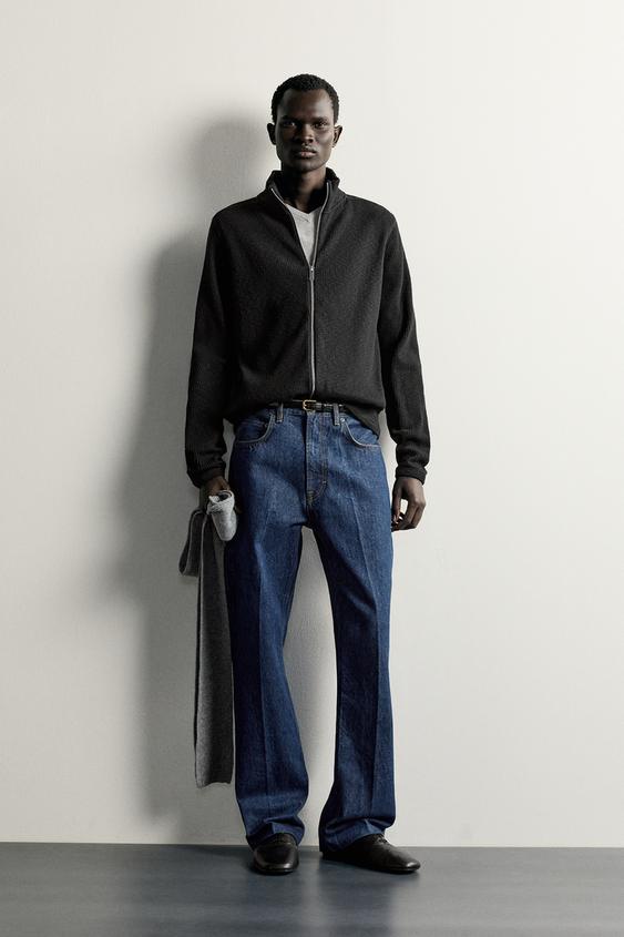CASACO RIB REGULAR FIT - Preto da Zara - Imagem 0