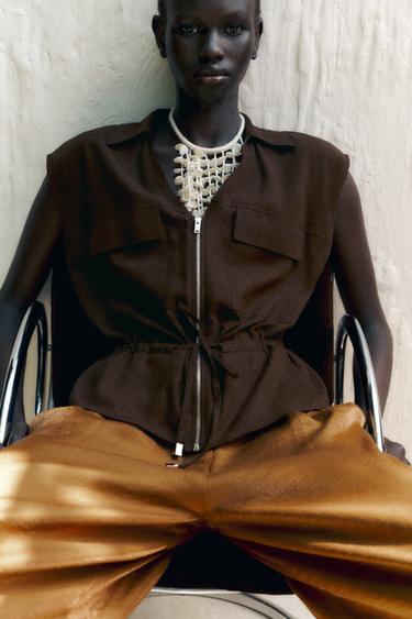 SAFARI LINEN BLEND TOP - Brown by Zara - Image 2