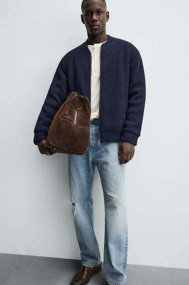 BLOUSON BOMBER EN MAILLE MATELASSÉE - Bleu marine de Zara - Image 5
