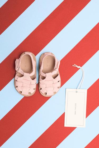 USNJENI SANDALI BOSIH NOG - Rožnata od Zare