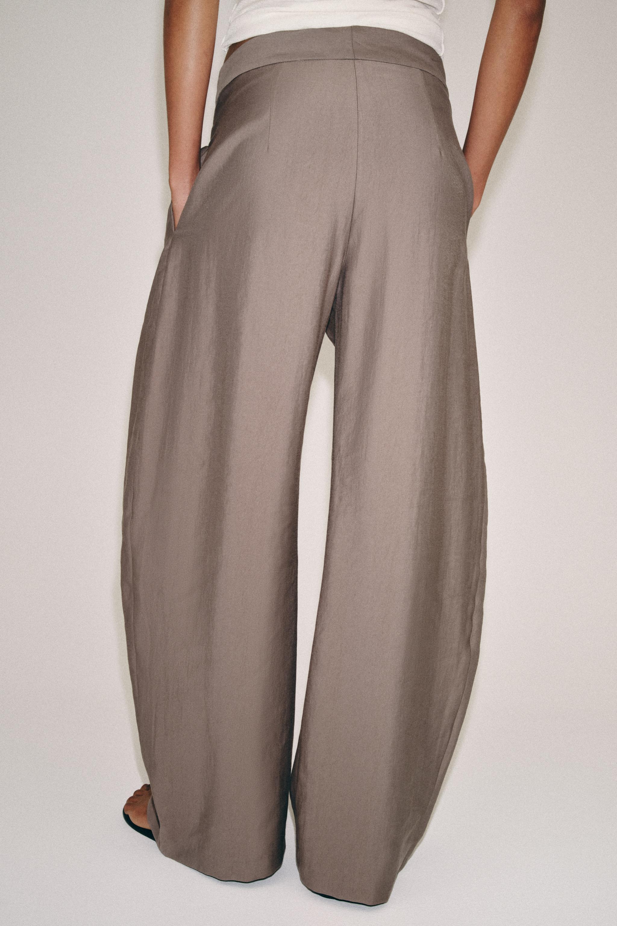 Женские брюки Zara ZW COLLECTION WIDE LEG PLEATED PANTS — фото 3