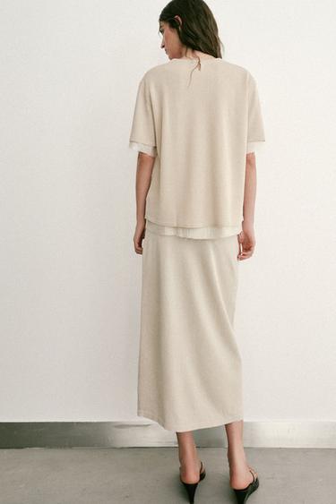 TOP BIMATIÈRE EN MAILLE - Beige clair de Zara - Image 4