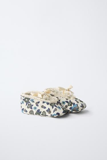 FLORAL BOW BALLERINAS - Ecru White by Zara