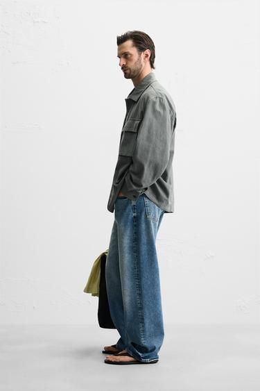 VESTE LIN - COTON POCHES - Gris de Zara - Image 3