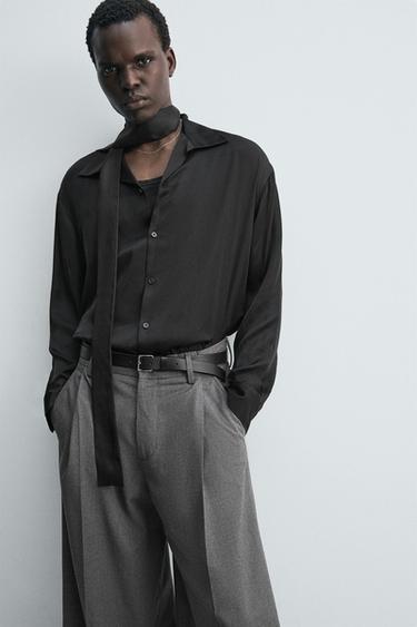 WIDE-LEG PLEATED TROUSERS - Grey by Zara - Image 4