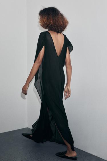 Zara LONG WRAP CAFTAN - Black