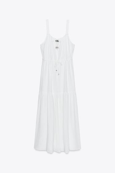 ROBE MIDI À PANNEAUX - Blanc de Zara - Image 4