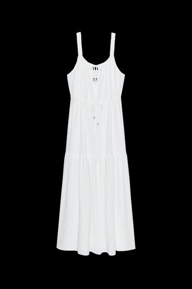 MIDIKLEID MIT EINSÄTZEN - Weiß von Zara - Bild 0