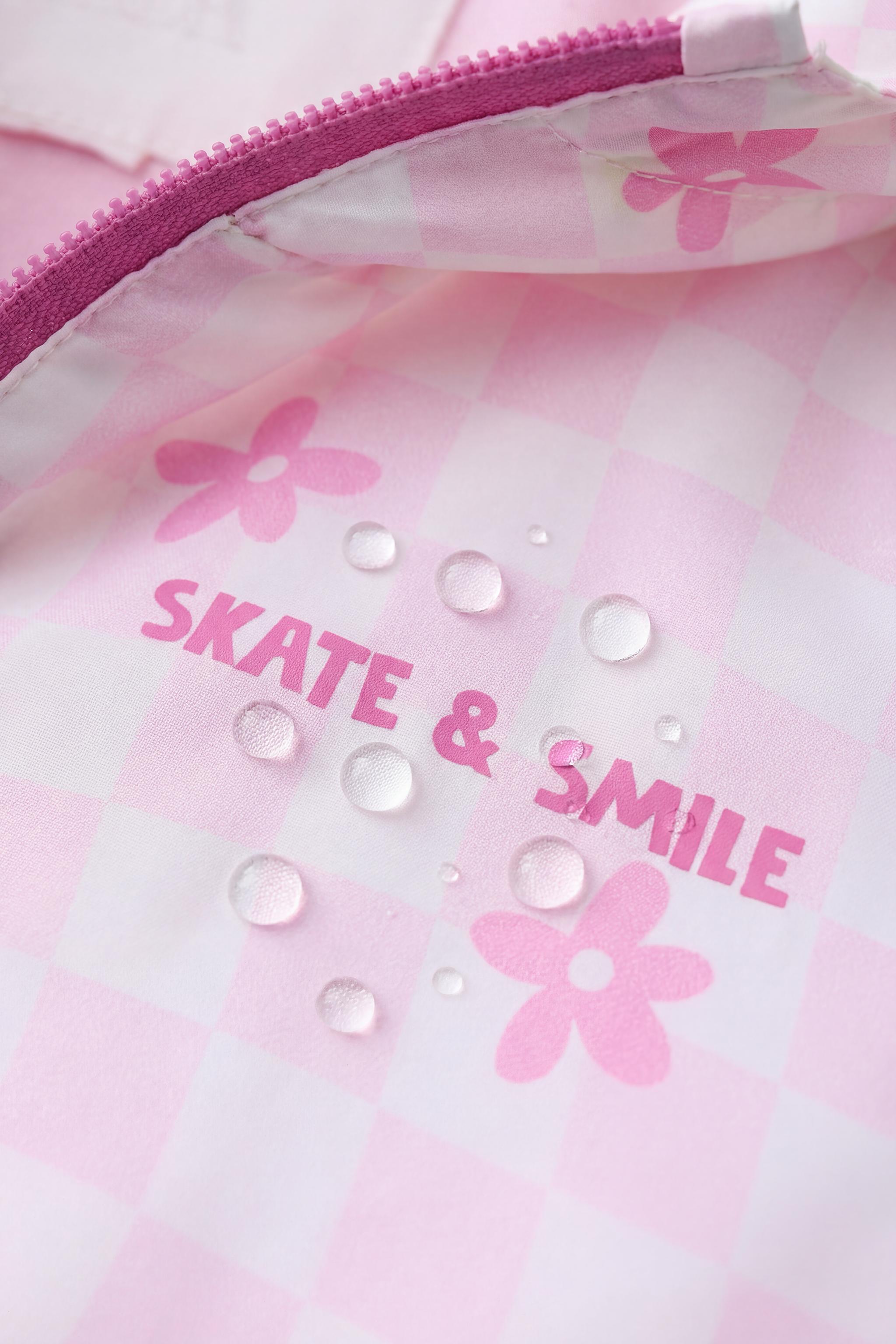 WATER REPELLENT PLAID AND FLORAL RAINCOAT