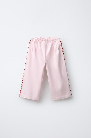 PANTALÓN PINZAS CORAZONES - Rosa de Zara - Imagen 0