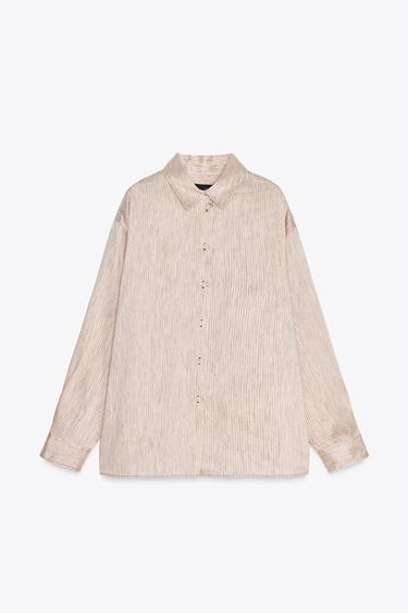 ZW COLLECTION OVERSIZE LINEN BLEND SHIRT - Stripes by Zara