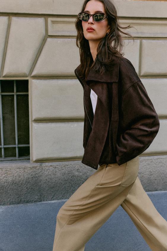 BLOUSON BOMBER COL AMPLE - Marron de Zara - Image 2