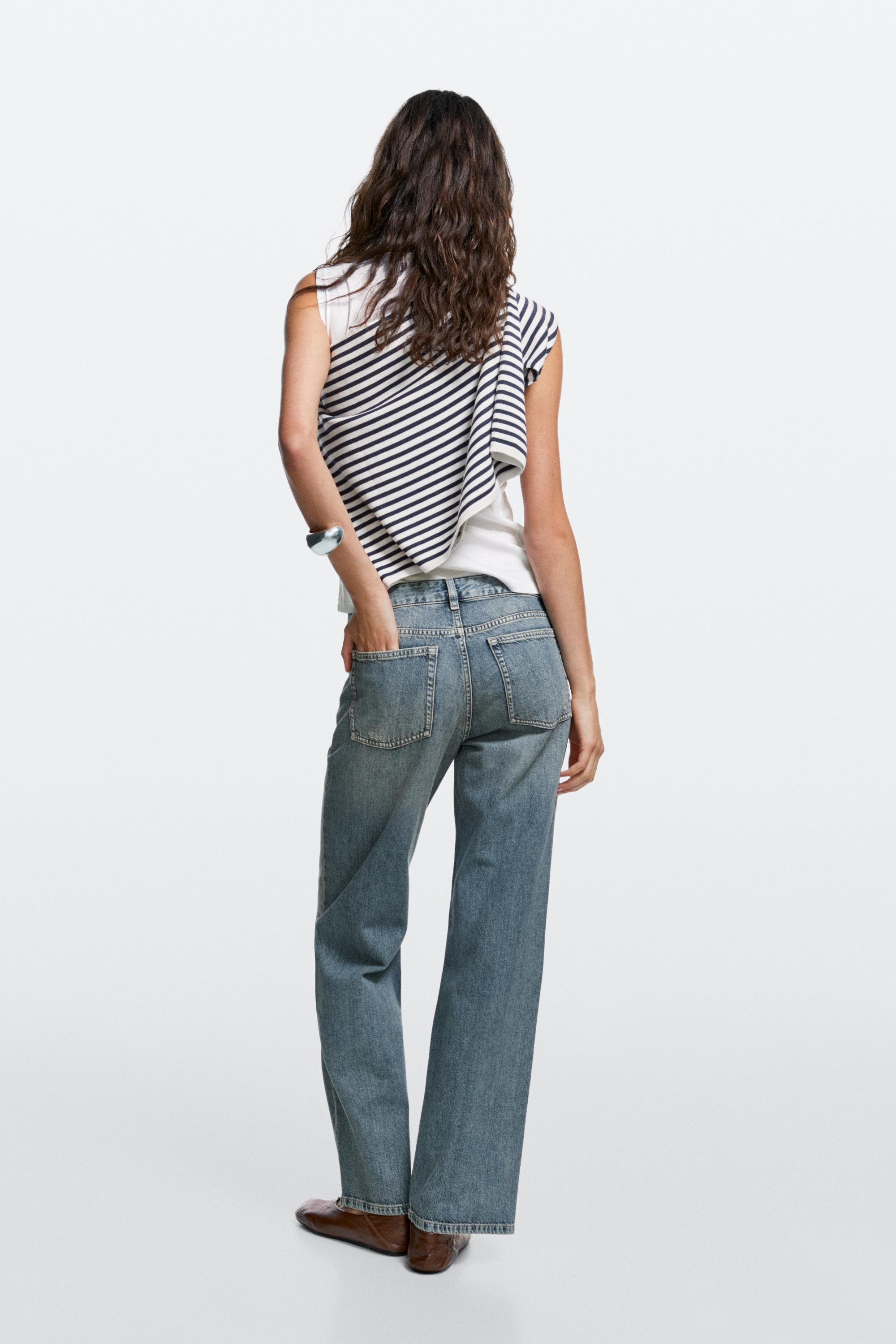 Low-rise straight-leg jeans — Mid-blue