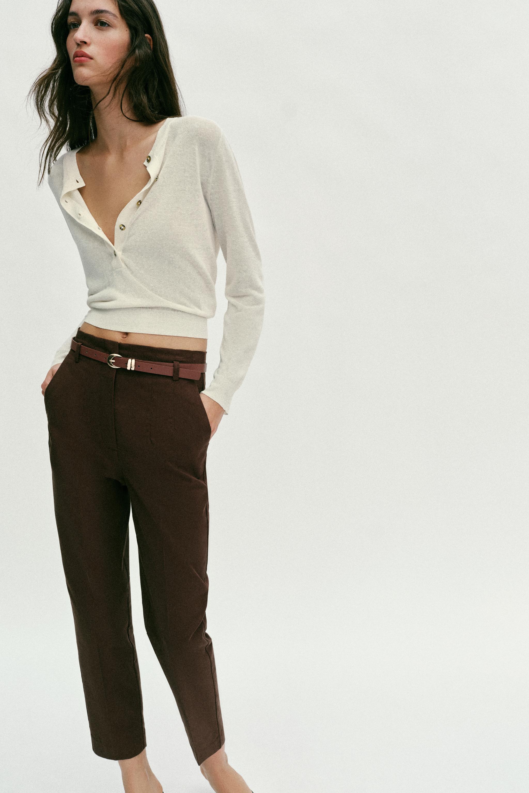 HIGH-WAISTED BELTED PANTS