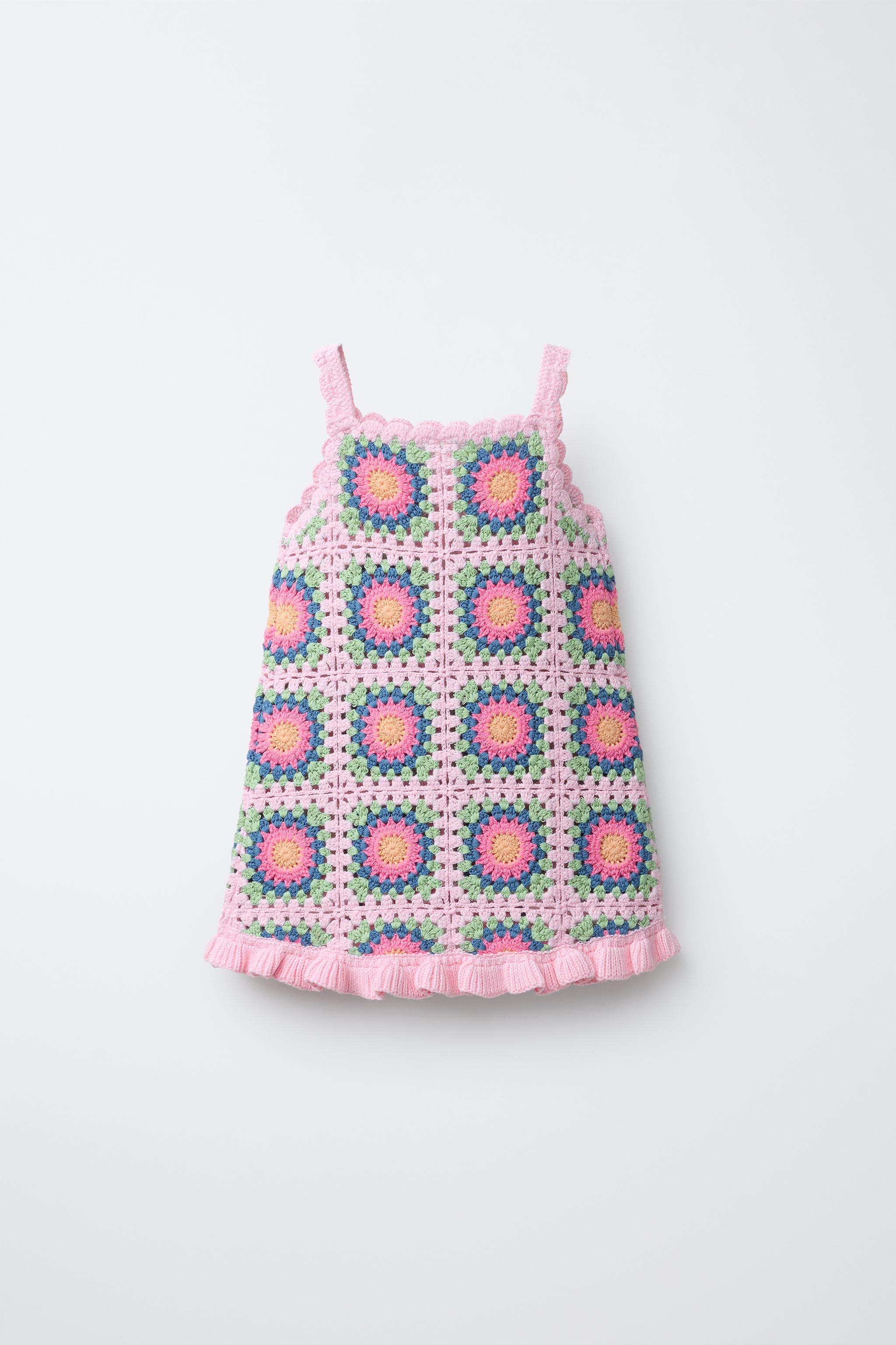 CROCHET RUFFLE DRESS - Pastel pink | ZARA United States CROCHET RUFFLE DRESS - Pastel pink | ZARA United States