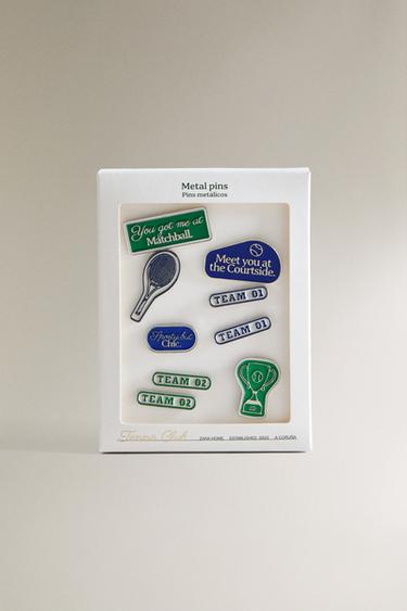 SET OF METAL TENNIS PINS (SET OF 9) - Blue green by Zara - Image 4