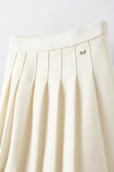 BOX PLEAT SKIRT - Ecru by Zara