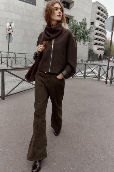 VESTE DOUCE AVEC FINITIONS EN MATIÈRE SYNTHÉTIQUE - Marron de Zara - Image 2