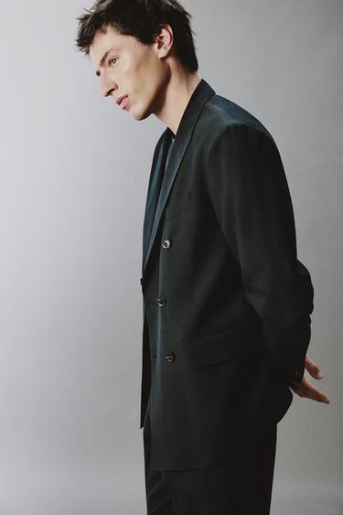 DOUBLE-BREASTED WOOL BLEND SUIT BLAZER - Dark green by Zara - Image 6